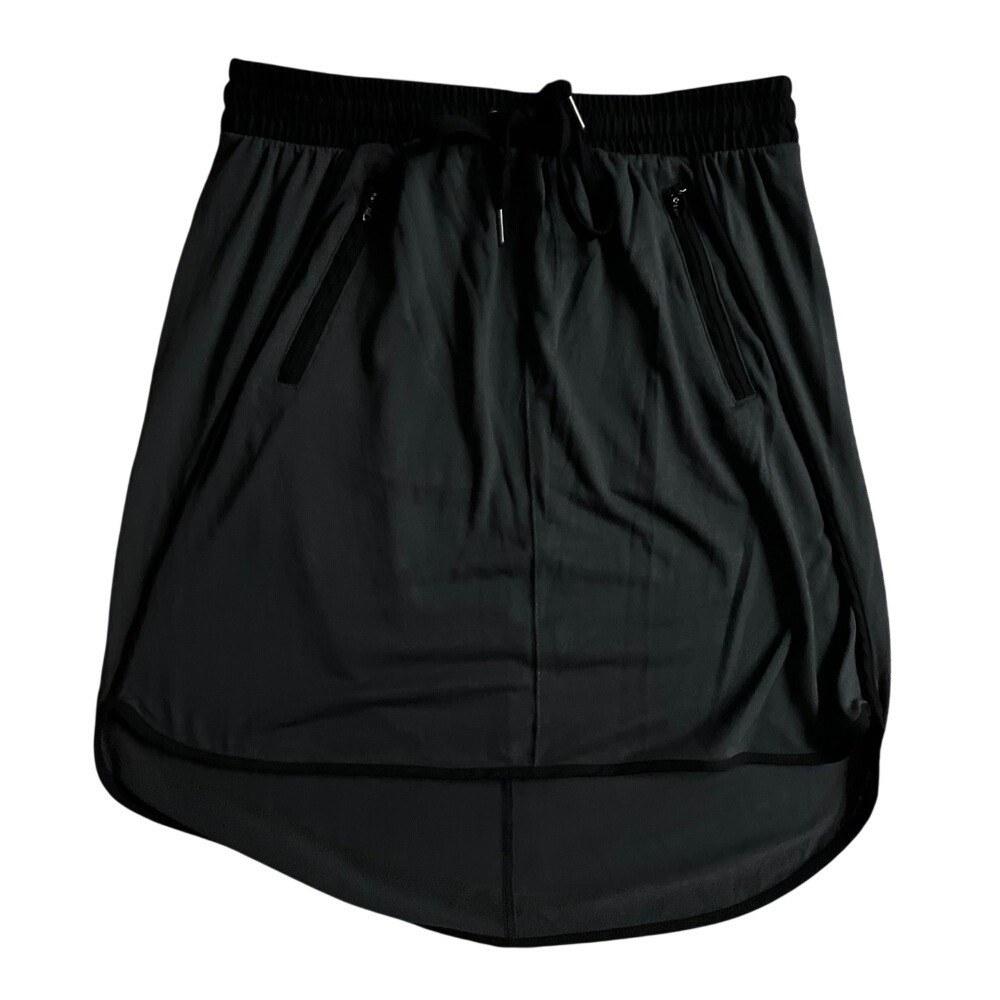 Converse One Star Womens Athletic Skirt Gray Black Drawstring Zip Pockets Small